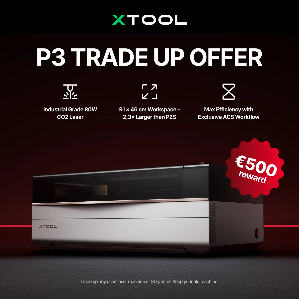 xTool P3 conectada por USB para gestionar el firmware desde xTool Studio