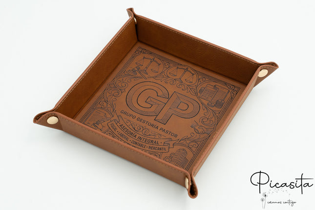 Plateau vide-poches en cuir