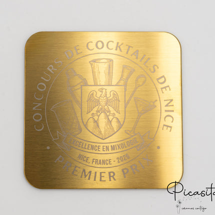 Sous-verres en acier gravés