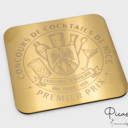 Sous-verres en acier gravés