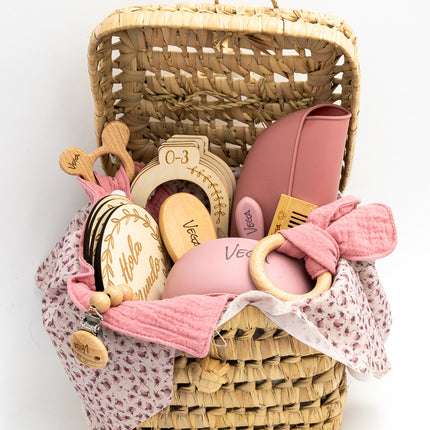 Corbeille Bébé Rose Personnalisée