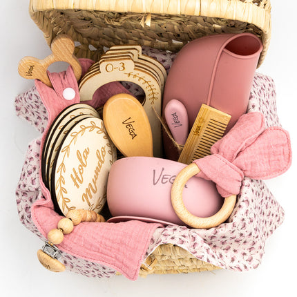 Corbeille Bébé Rose Personnalisée