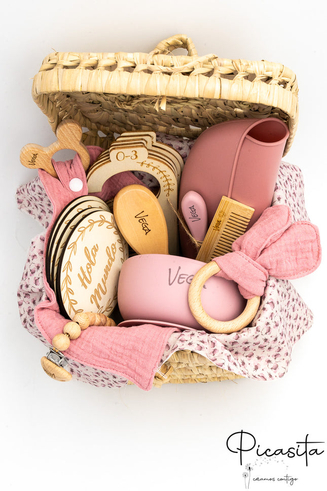 Corbeille Bébé Rose Personnalisée