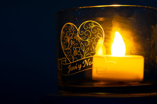 Bougeoir en verre personnalisé moyen