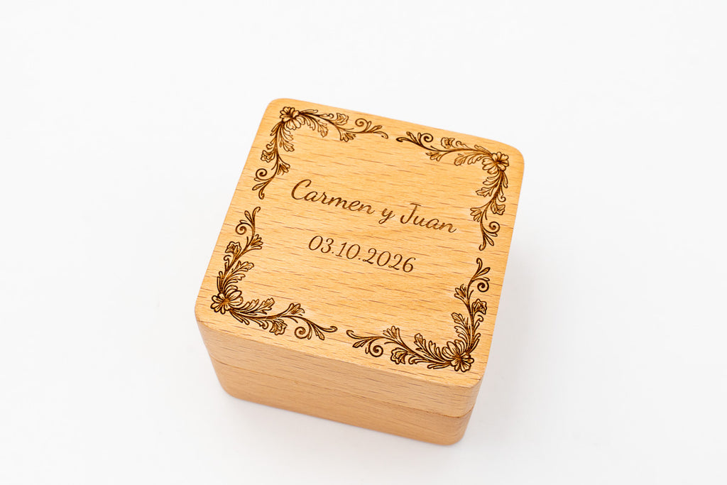 Boîte personnalisée pour alliance et bague de fiançailles