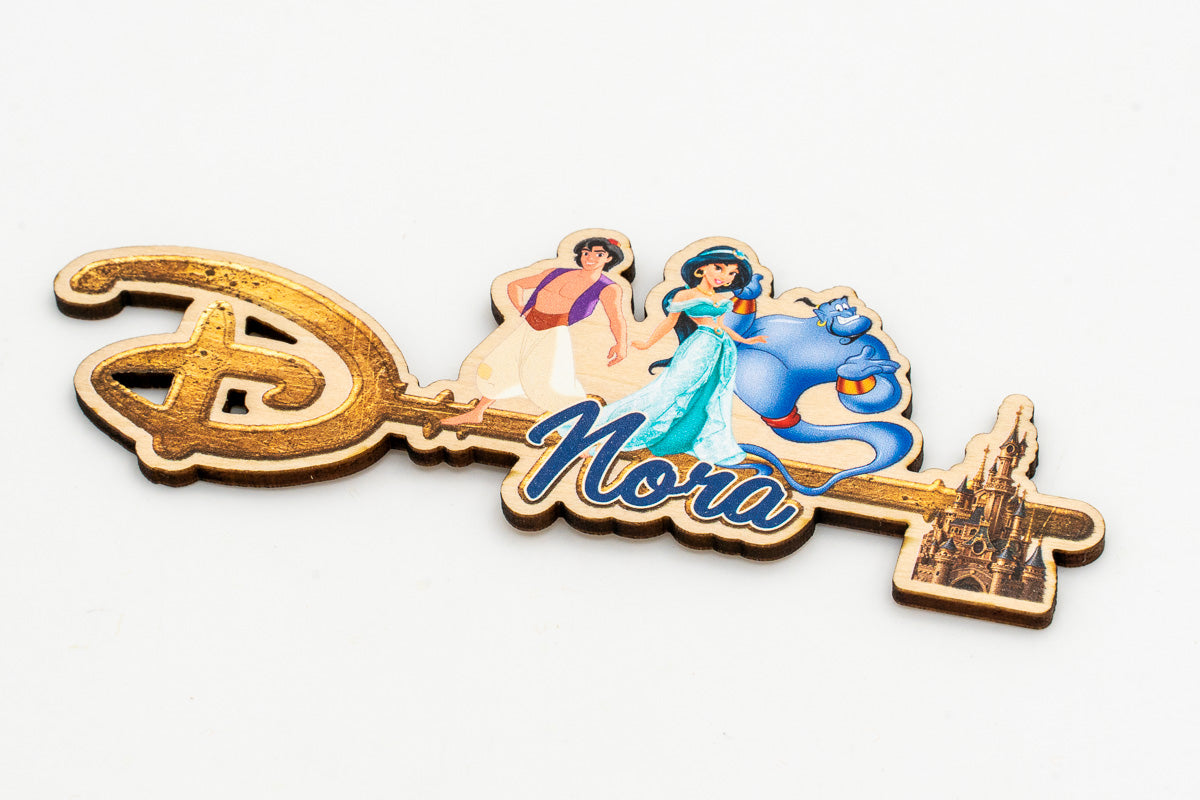 Clé Disney personnalisée avec prénom et personnages d’Aladdin