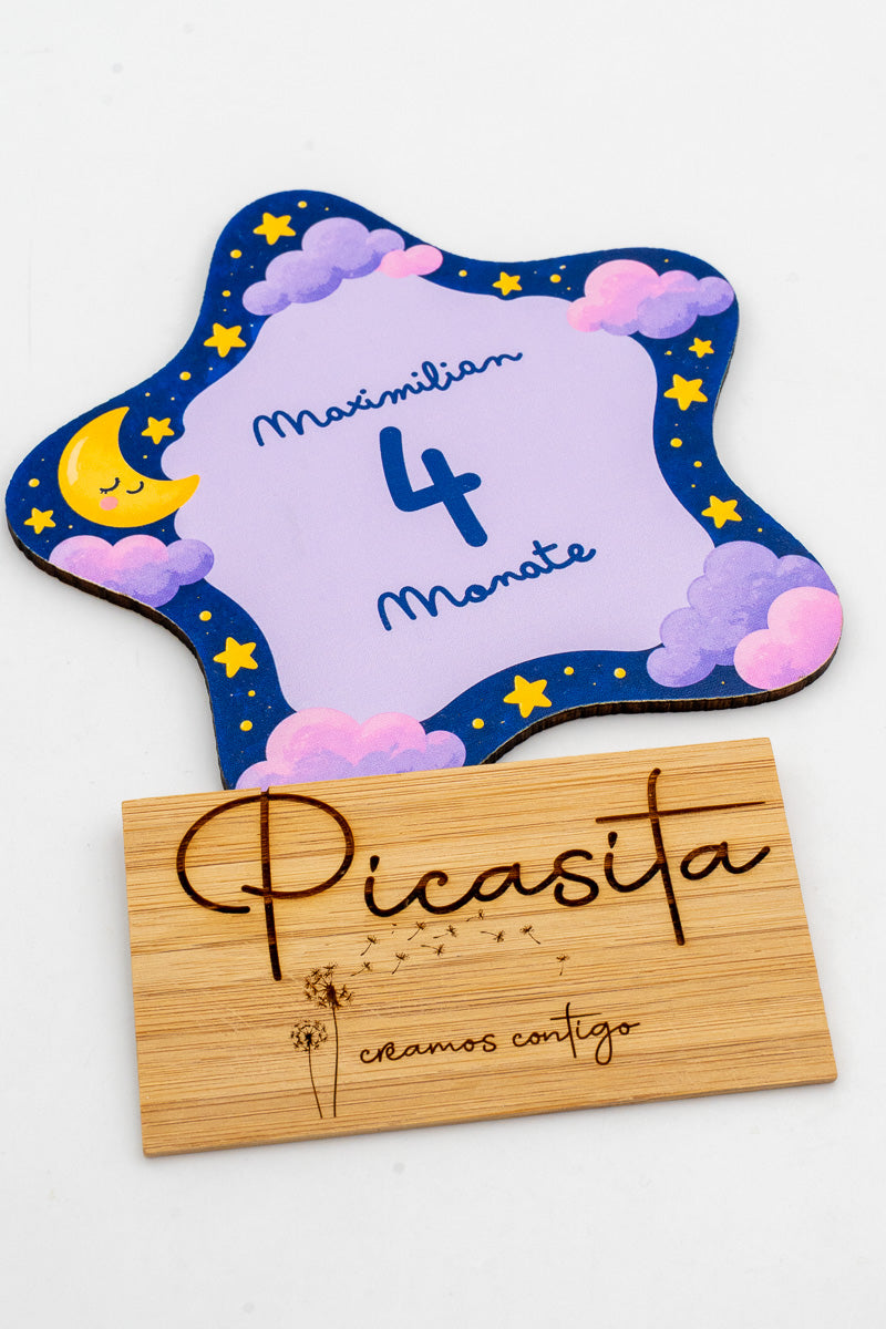 Cartes étapes bébé en bois personnalisées