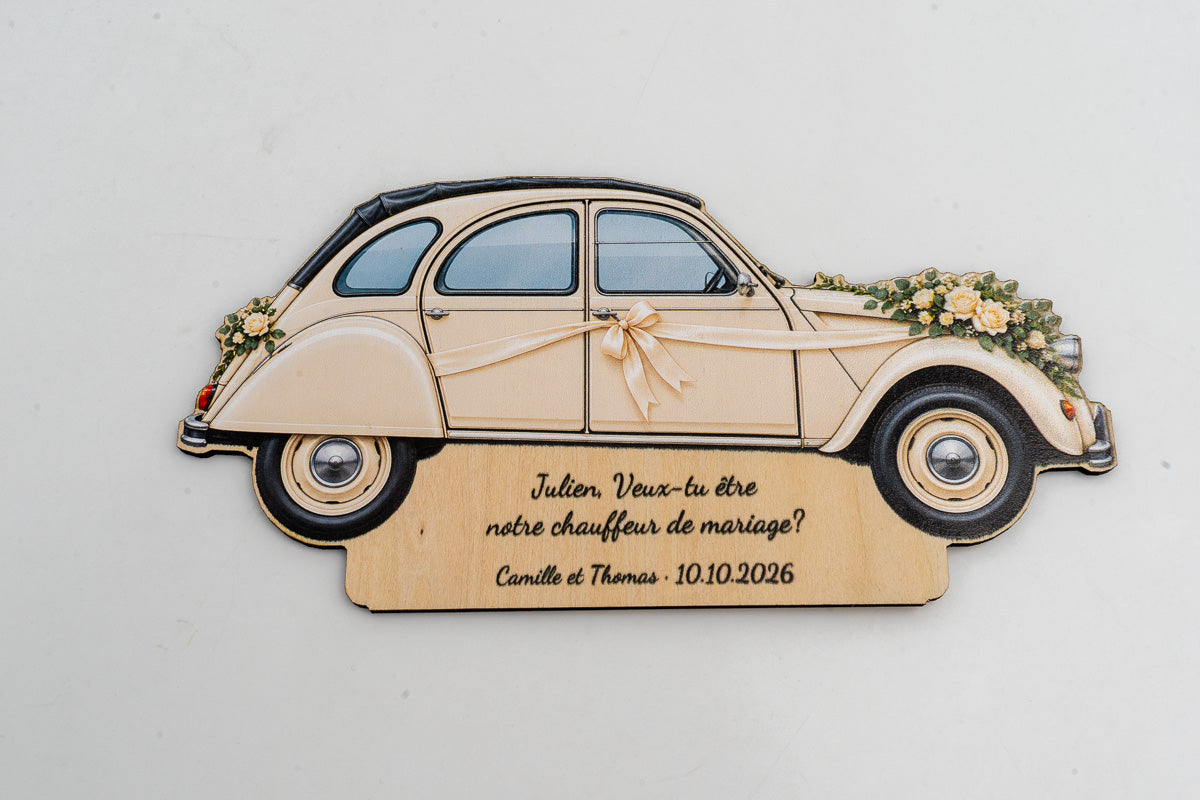 Veux-tu être mon chauffeur de mariage ? — Plaque en bois personnalisée