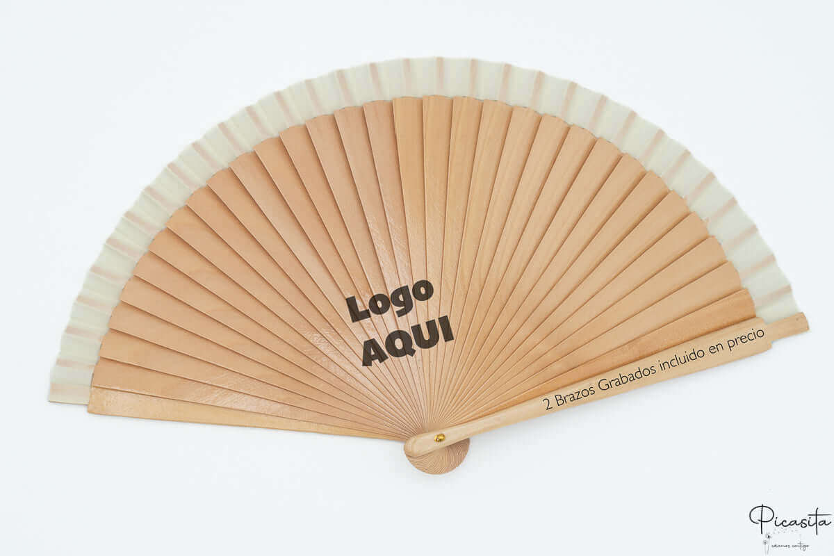 Abanicos de Madera y Tela 46cm Liso