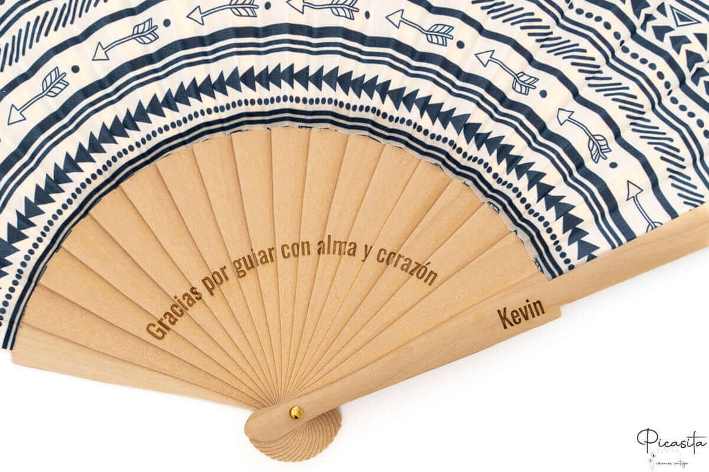 Abanicos de Madera y Tela Estampados Personalizados