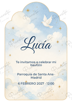 Invitación de Bautizo Cielo de algodón · Lucía