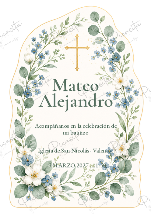 Invitación de Bautizo Jardín sacramental · Mateo Alejandro
