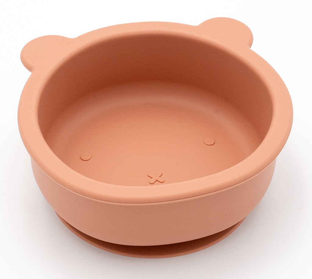 Bol ourson en silicone couleur argile avec ventouse intégrée