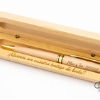 Stylo avec Étui en Bois - Boîte Étroit Stylo Blanc