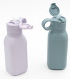 Gourdes en silicone ouvertes avec tube intérieur et couvercle rabattable