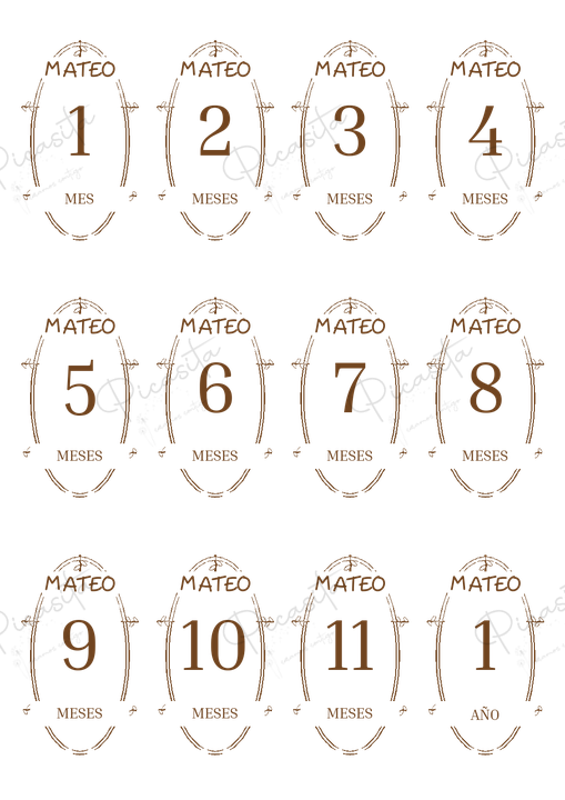 Diseño Camafeo floral del set de cumplemeses personalizados