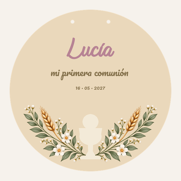 Aperçu de la plaque ronde de communion de 28 cm · Calice