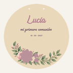 Aperçu de la plaque ronde de communion de 28 cm · Pivoine et sauge