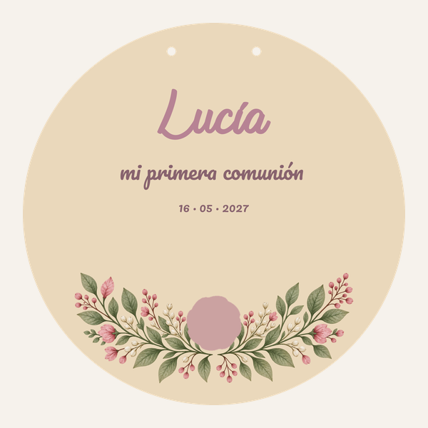 Aperçu de la plaque ronde de communion de 28 cm · Rose héritée