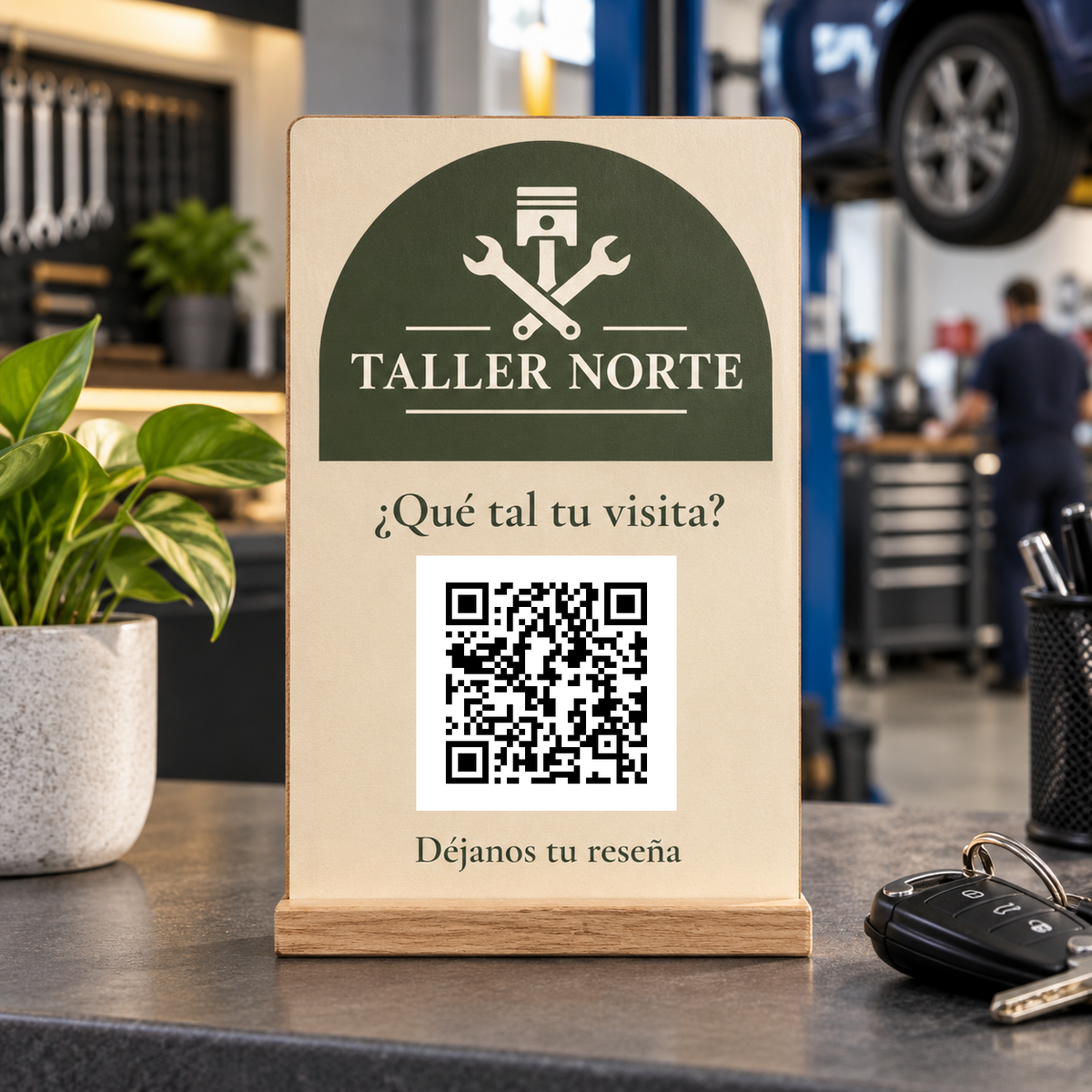 Simulation de Pancarte personnalisée avec QR pour les avis · exemple 1