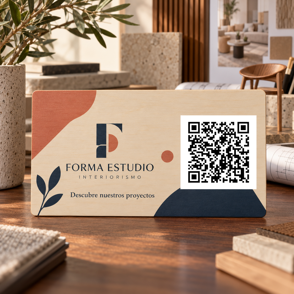 Simulation de Plaque professionnelle personnalisée avec QR · exemple 1