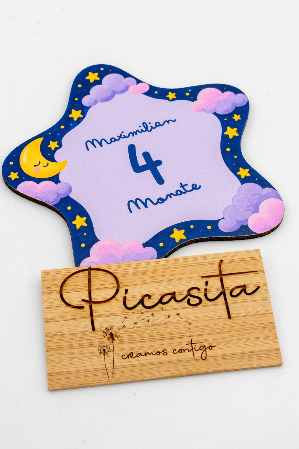Cartes étapes bébé en bois personnalisées