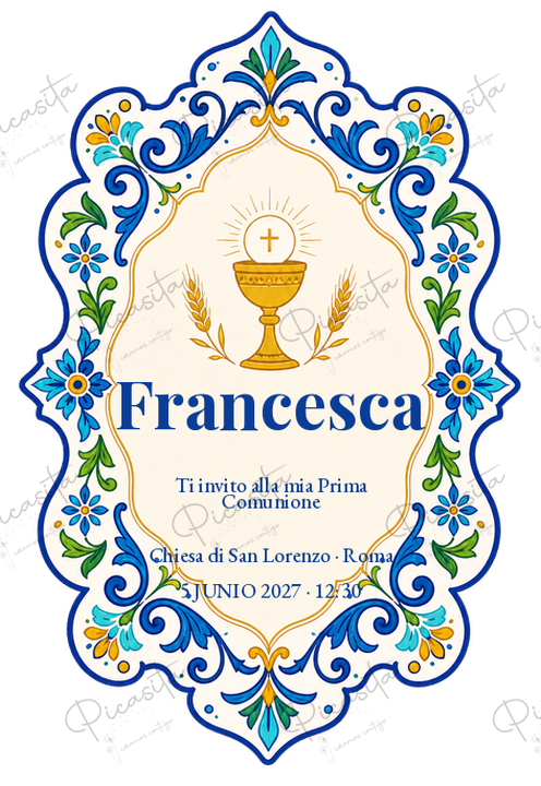 Invito alla Prima Comunione Talavera sacramental · Francesca