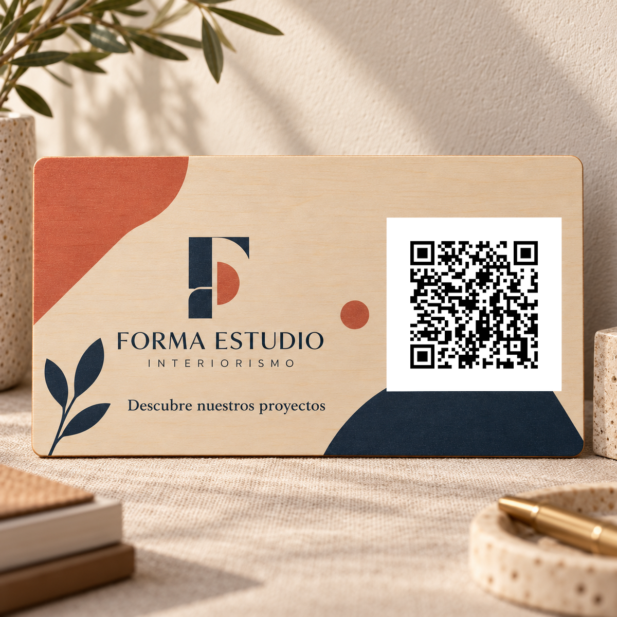 Simulation de Plaque professionnelle personnalisée avec QR · vue de détail