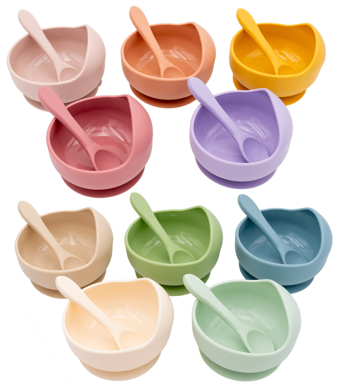 Bols en silicone avec cuillère de plusieurs couleurs