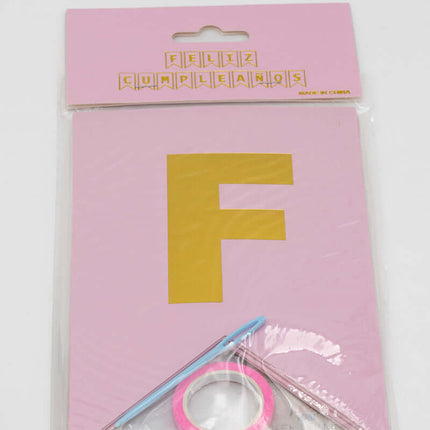 Guirnalda Cumpleaños de Cartulina Rosa