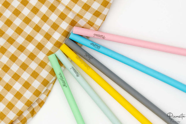 Pajita de Silicona 6 pajitas rectas