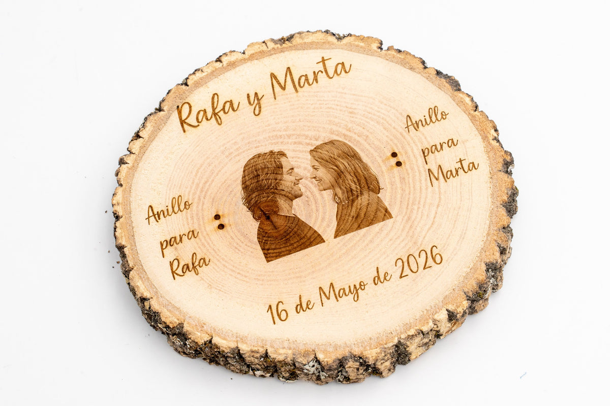 Porte-alliances en bois naturel personnalisé