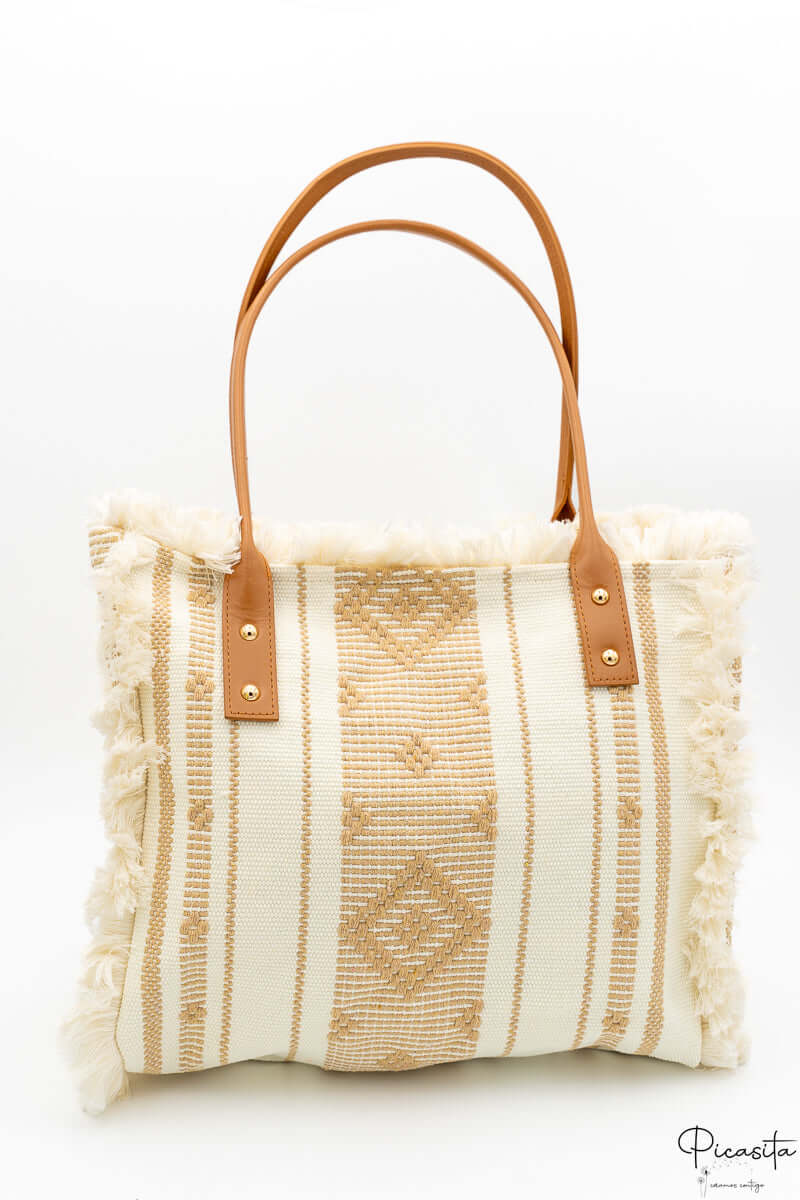 Bolsos Veraniegos Flecos Beige