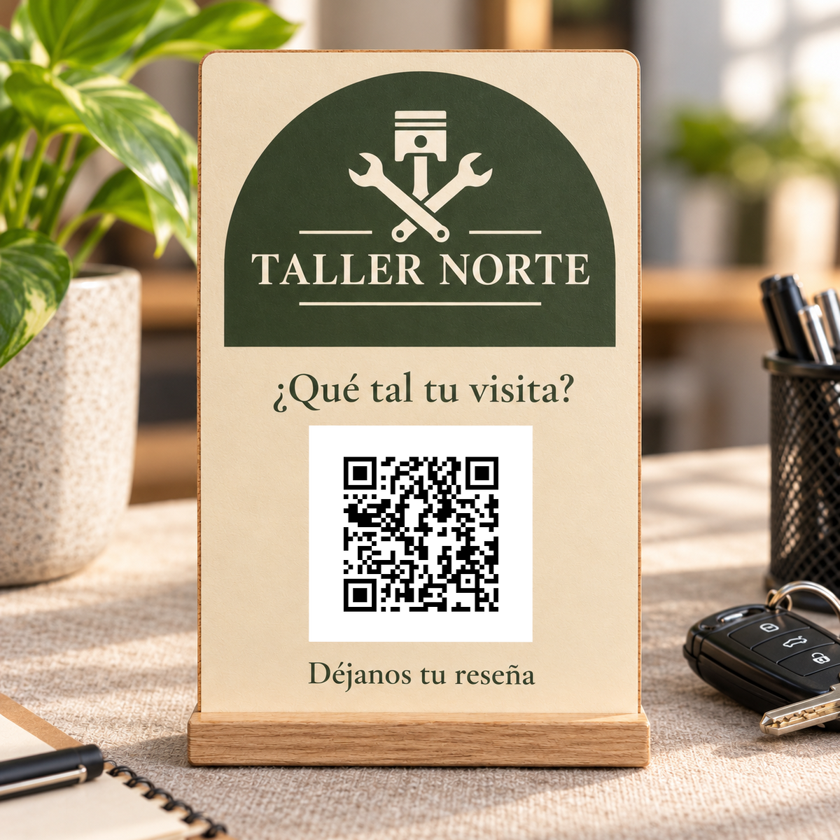 Simulation de Pancarte personnalisée avec QR pour les avis · vue de détail