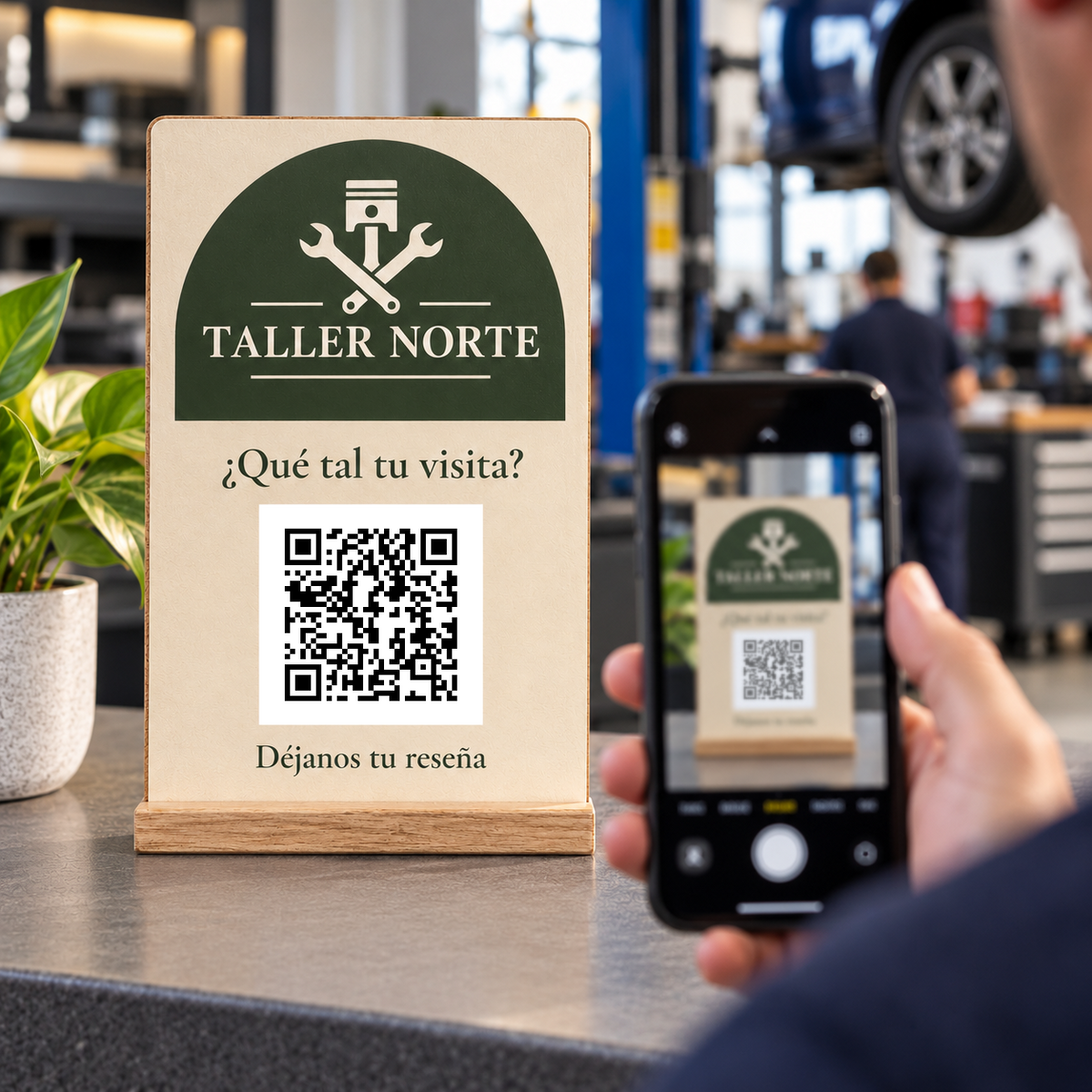 Simulation de Pancarte personnalisée avec QR pour les avis · mise en situation