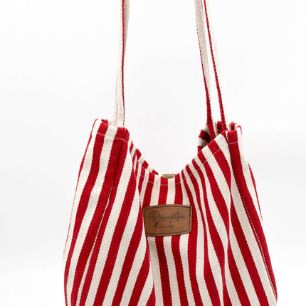 Tote Bag Personalizado con Parche de Cuero PU Rojo
