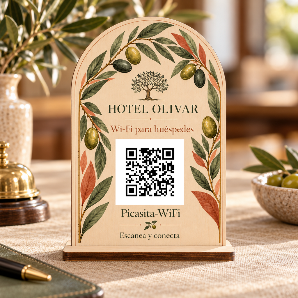 Simulation de Pancarte botanique avec QR Wi-Fi · vue de détail